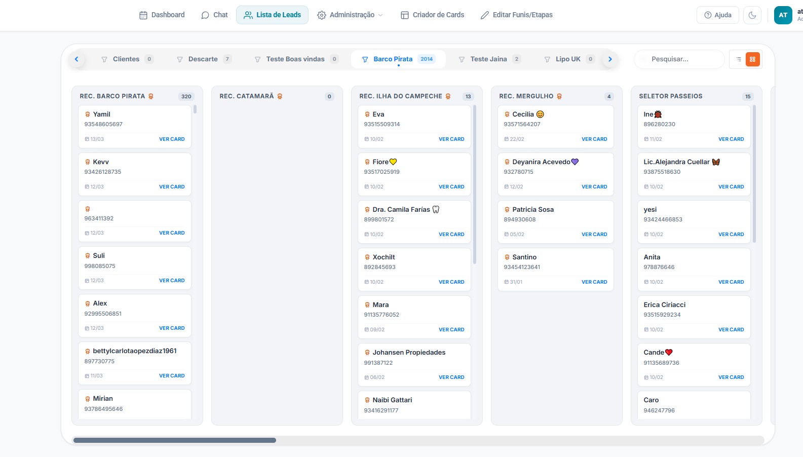 Kanban de leads